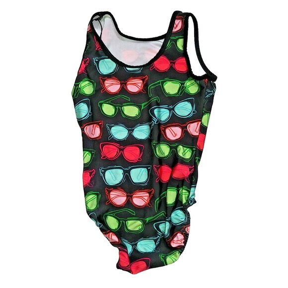 Plum Practicewear Gymnastics Leotard Retro 1980’s Style Sunglasses Print XS - Picture 2 of 5